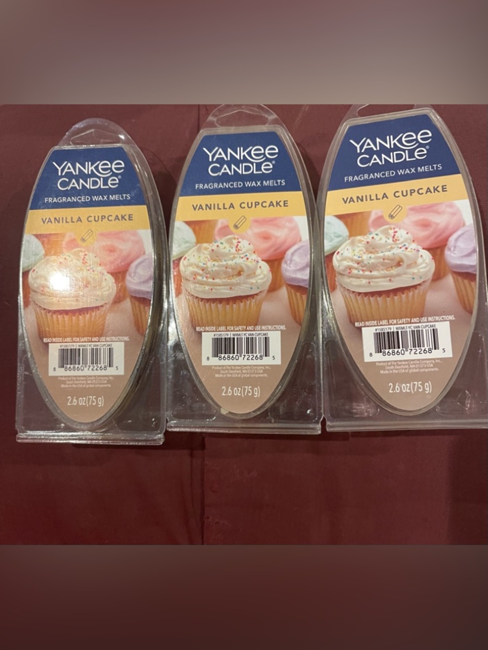 Yankee Candle “Vanilla Cupcake” Wax Melts 2.6oz (Lot of  3 Packages)